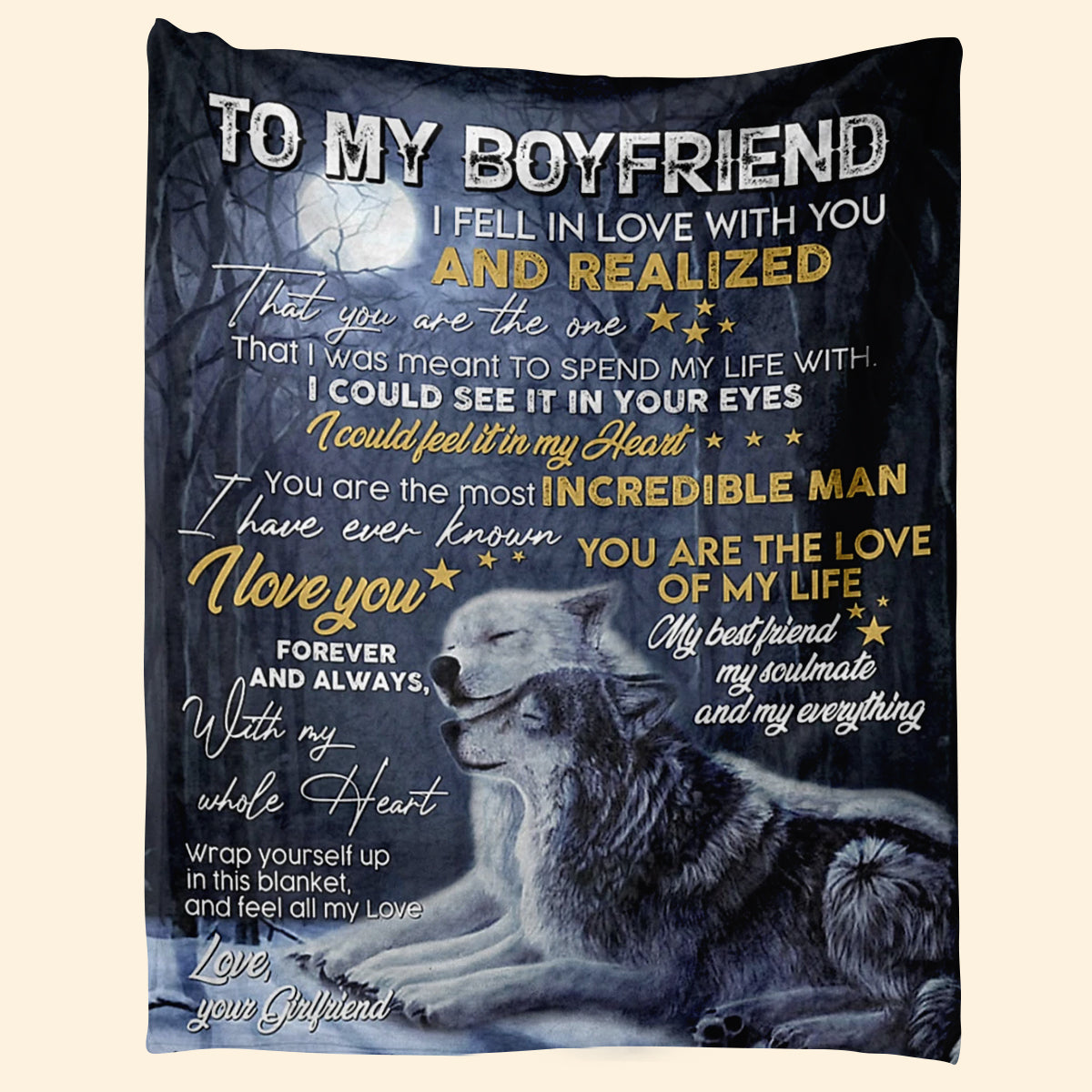 Best Valentine Gift For Boyfriend, Wolf To My Boyfriend I Fell In Love With You - Love, Your Girlfriend 1673601600404.jpg