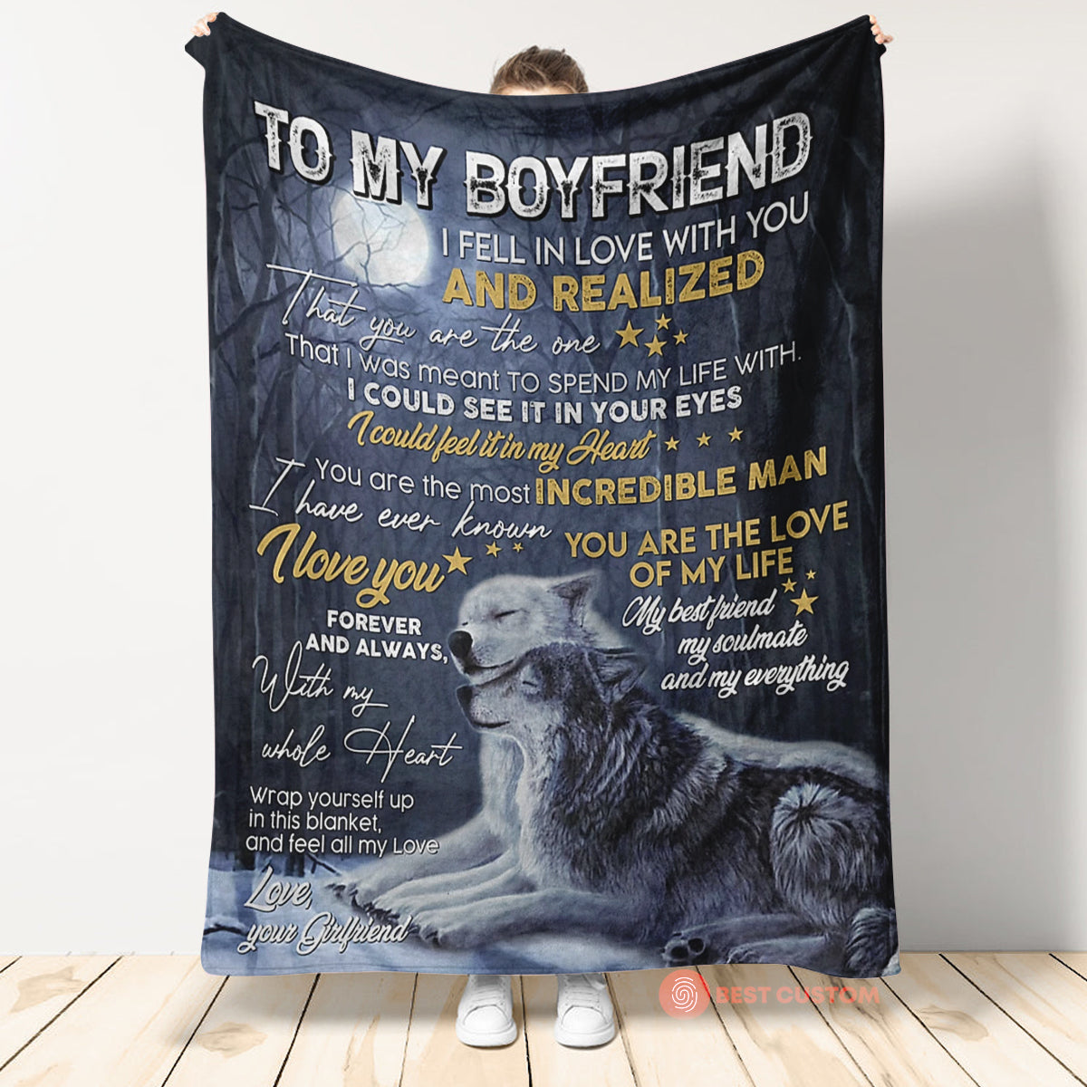 Best Valentine Gift For Boyfriend, Wolf To My Boyfriend I Fell In Love With You - Love, Your Girlfriend 1673601600470.jpg