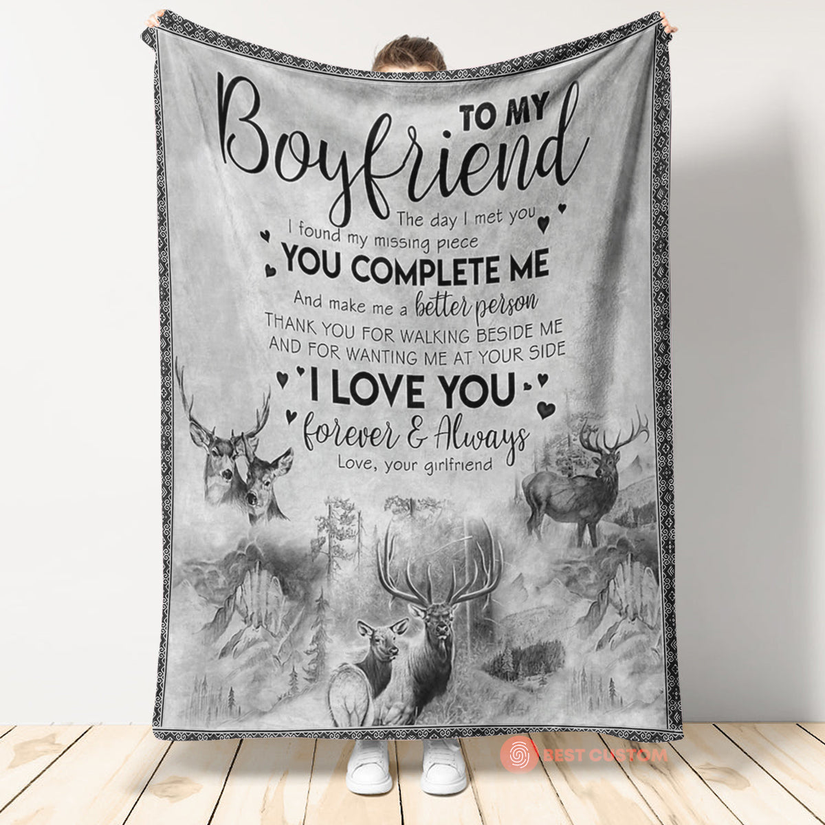 Best Valentine Gift For Boyfriend, Fleece Blanket, I found my missing piece You Complete Me Gift For Boyfriend From Girlfriend Birthday Gift Home Decor Bedding Couch Sofa Soft And Comfy Cozy 1673601838791.jpg
