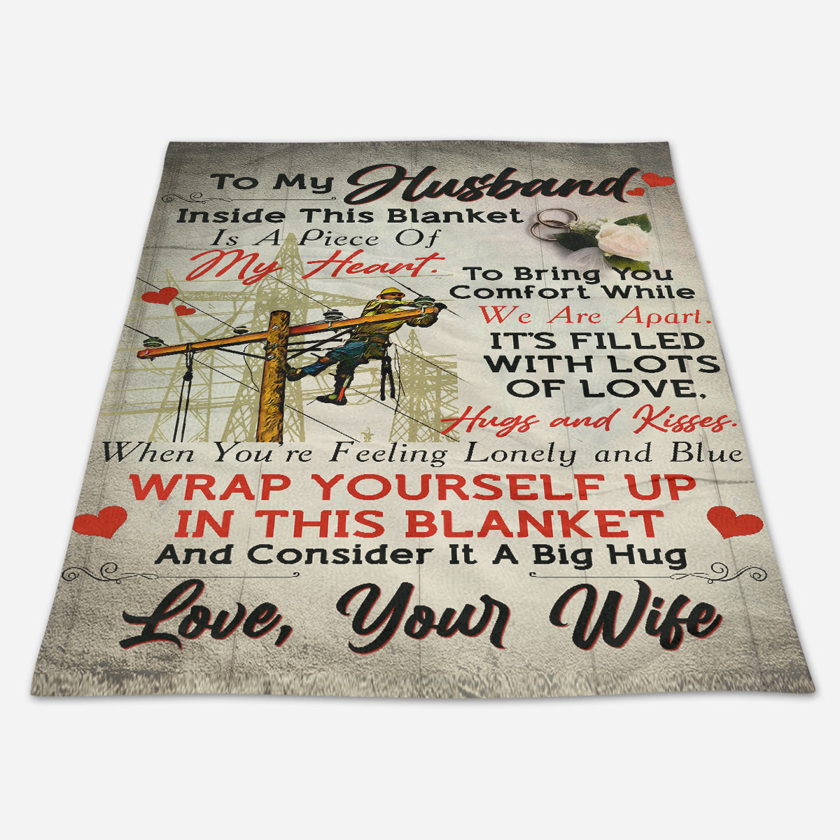 Best Valentine Gift For Husband, Lineman Premium Fleece Blanket - Quilt Blanket 1673669418147.jpg