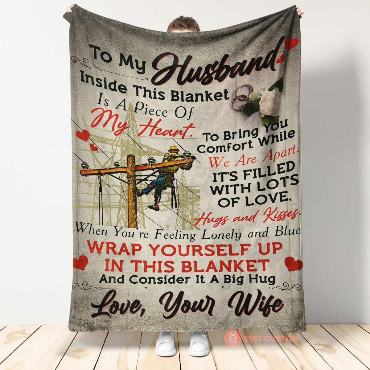 Best Valentine Gift For Husband, Lineman Premium Fleece Blanket - Quilt Blanket 1673669418488.jpg