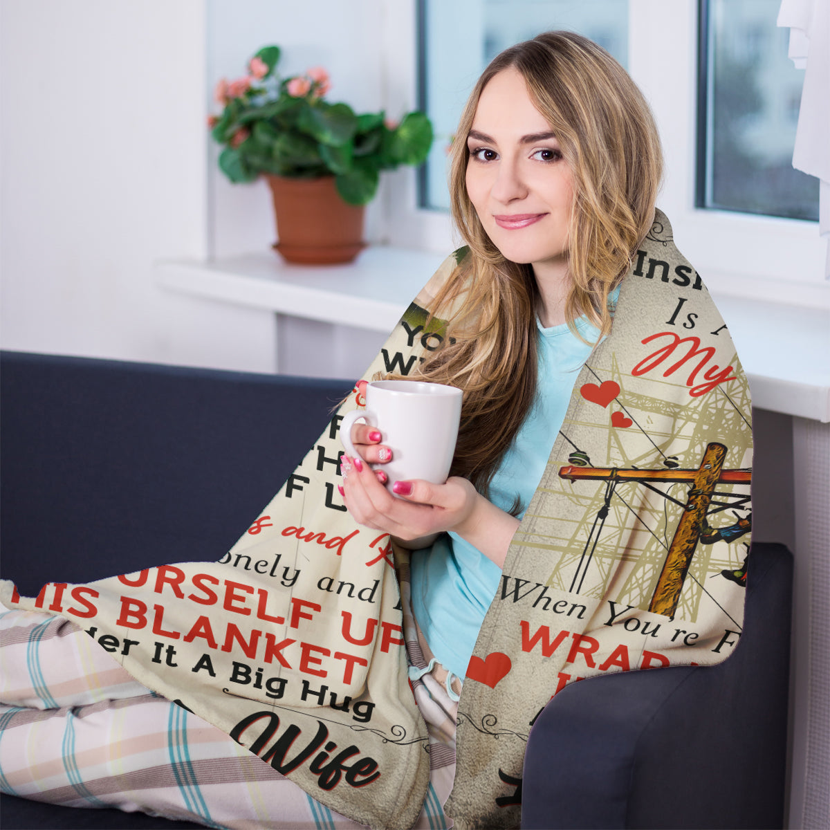 Best Valentine Gift For Husband, Lineman Premium Fleece Blanket - Quilt Blanket 1673669418770.jpg