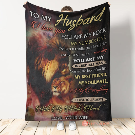 Best Valentine Gift For Husband Lion, I Love You, You Are My Rock,Soft Blanket, Fleece Blanket.Gift For Husband Home Decor Bedding Couch Sofa Soft And Comfy Cozy 1673669521589.jpg