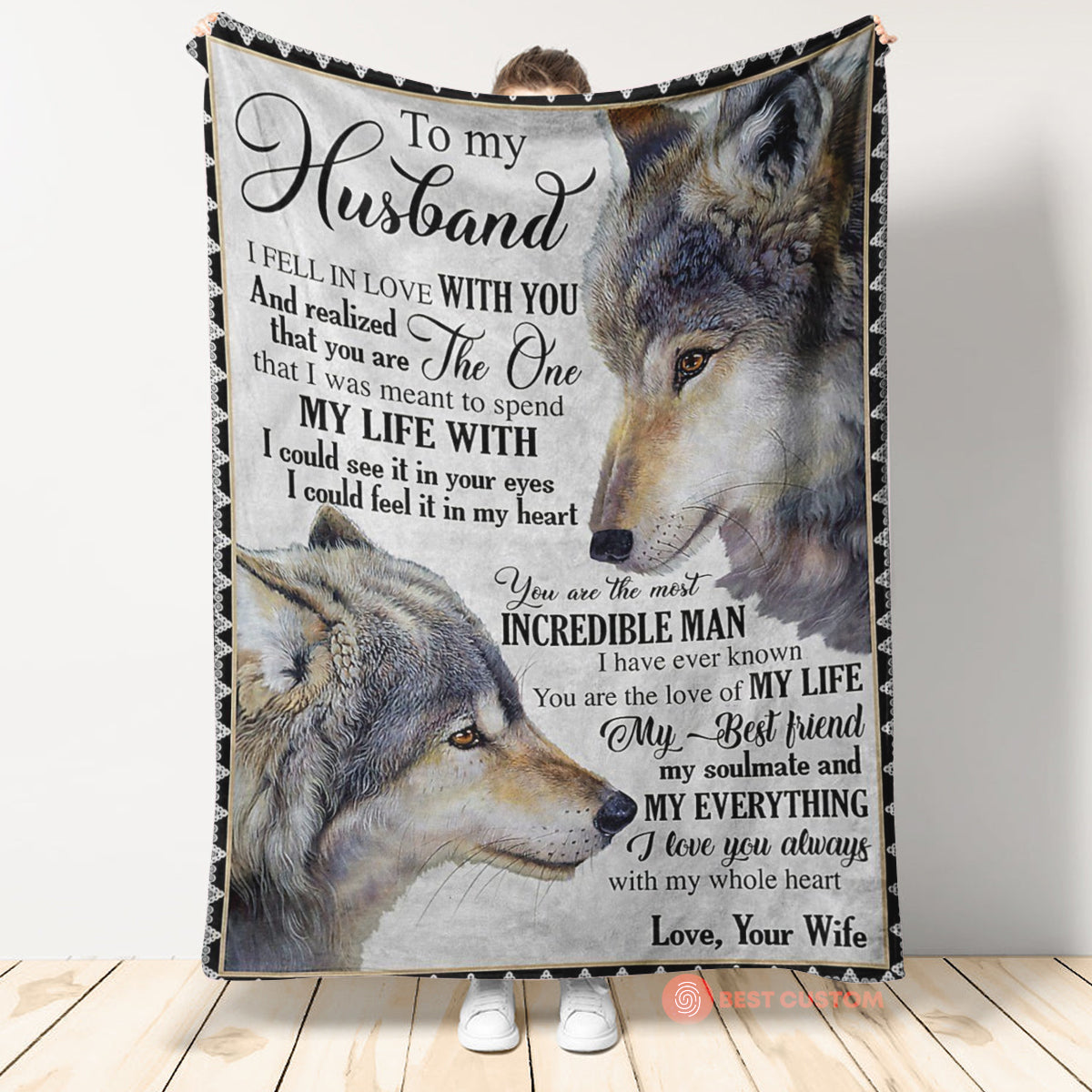 Best Valentine Gift For Husband, Wolf To My Husband I Love You Always With My Whole Heart,fleece Blanket,gift For Husband Home Decor Bedding Couch Sofa Soft And Comfy Cozy 1673670241923.jpg
