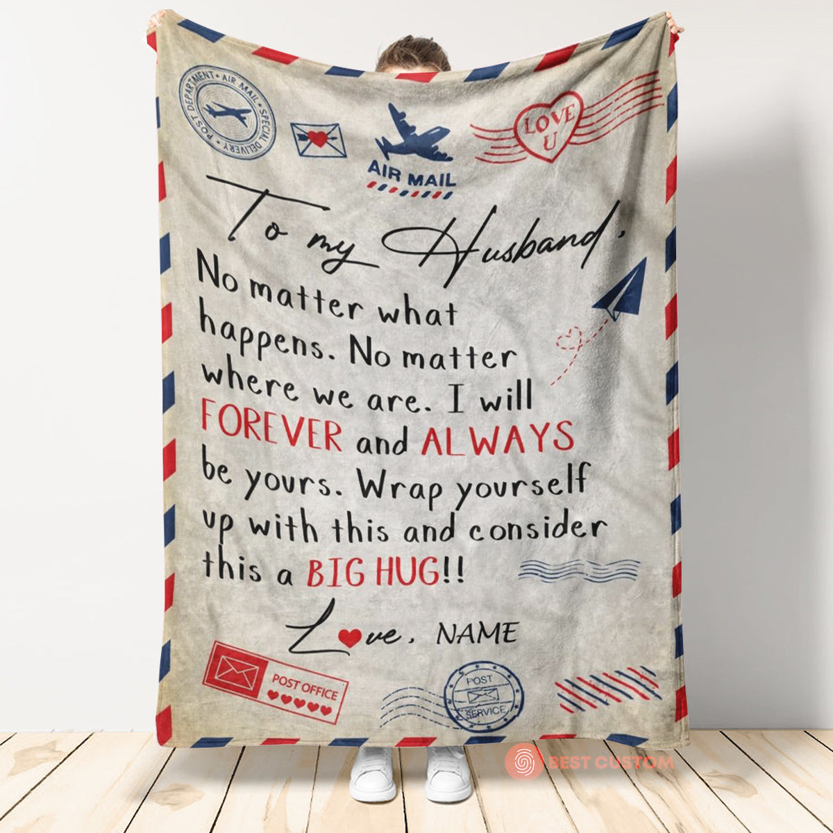 Best Valentine Gift For Husband, No Matter What Happens Fleece Blanket Gift For Husband From Wife Birthday Gift Home Decor Bedding Couch Sofa Soft 1673853514985.jpg