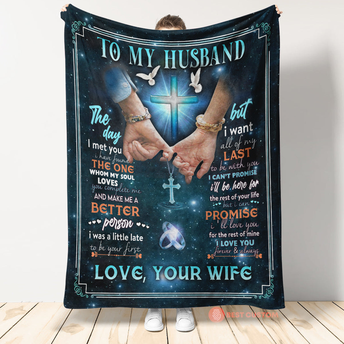 Best Valentine Gift For Husband Blanket, To My Husband I Love You Forever & Always Hand In Hand - Love From Wife 1673862766320.jpg