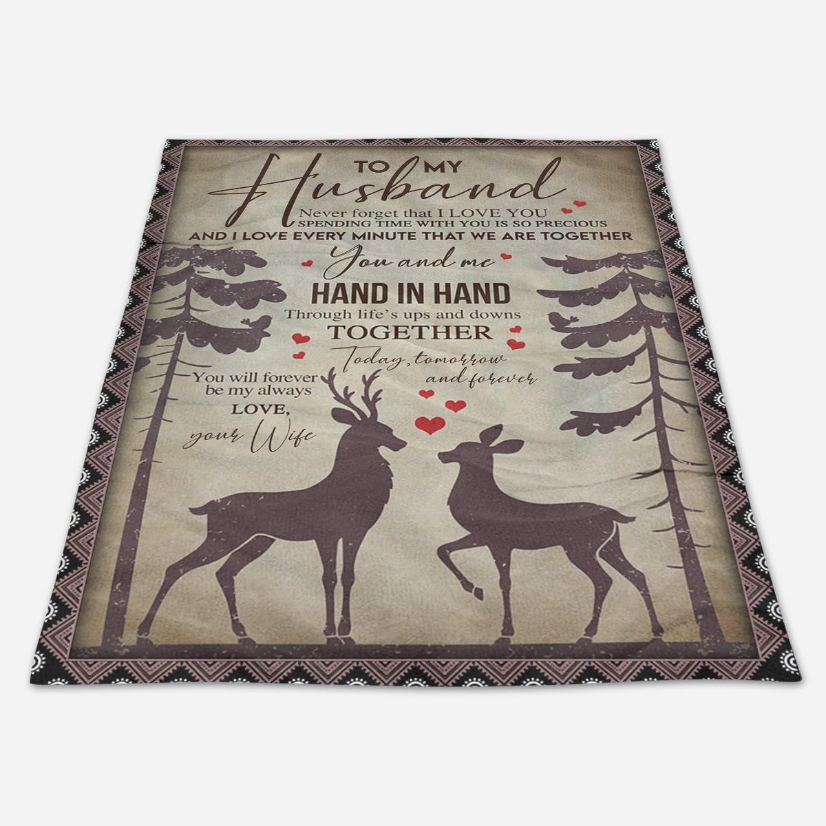 Best Valentine Gift For Husband Blanket Never Forget That I Love You Deer Couple Hand In Hand From Wife Home Decor Bedding Couch Sofa Soft And Comfy Cozy 1673922483365.jpg