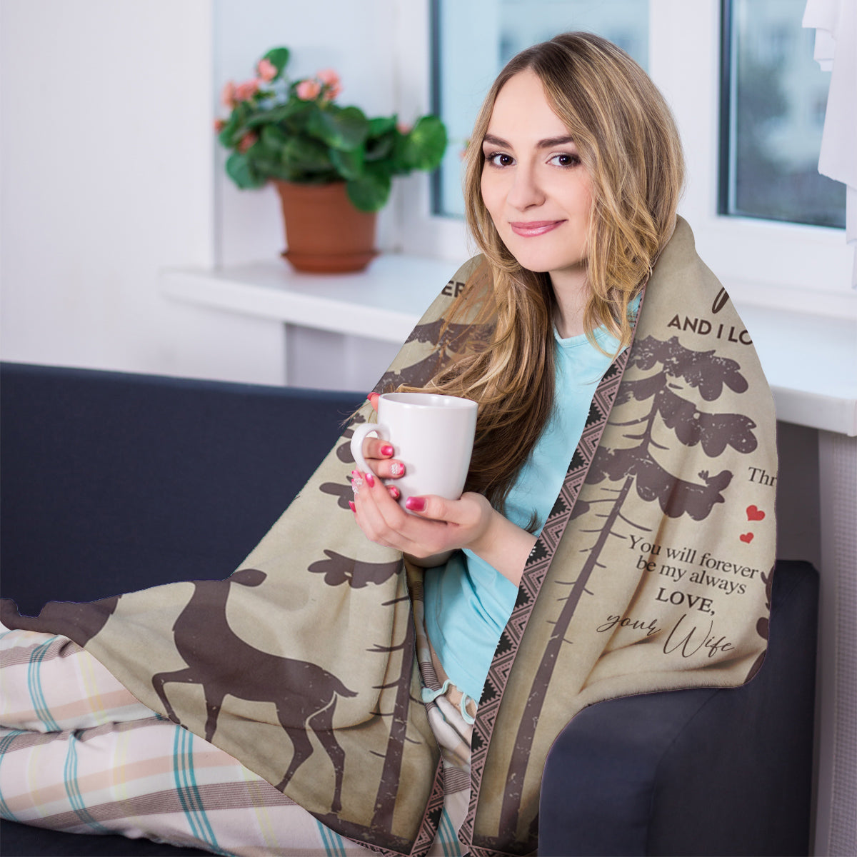 Best Valentine Gift For Husband Blanket Never Forget That I Love You Deer Couple Hand In Hand From Wife Home Decor Bedding Couch Sofa Soft And Comfy Cozy 1673922483474.jpg