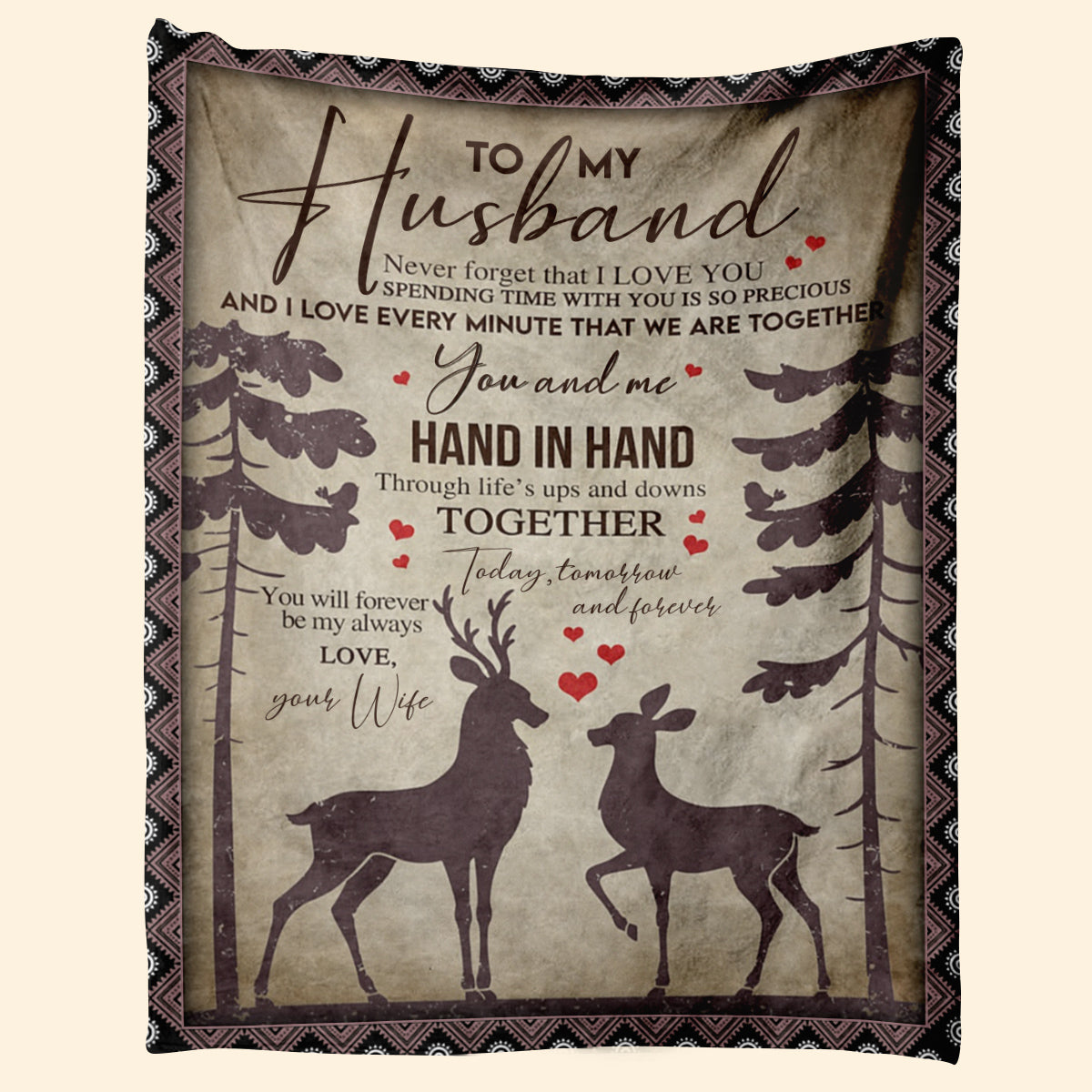 Best Valentine Gift For Husband Blanket Never Forget That I Love You Deer Couple Hand In Hand From Wife Home Decor Bedding Couch Sofa Soft And Comfy Cozy 1673922483566.jpg