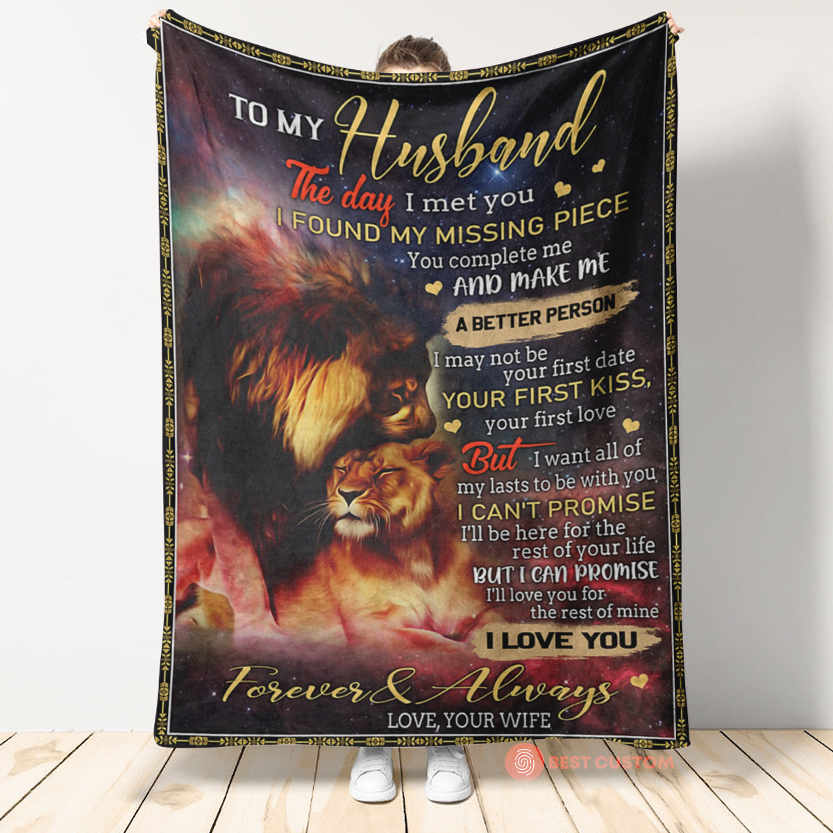 Best Valentine Gift For Husband Blanket The Day I Met You Lion, I Love You From Wife Home Decor Bedding Couch Sofa Soft And Comfy Cozy 1673938563189.jpg