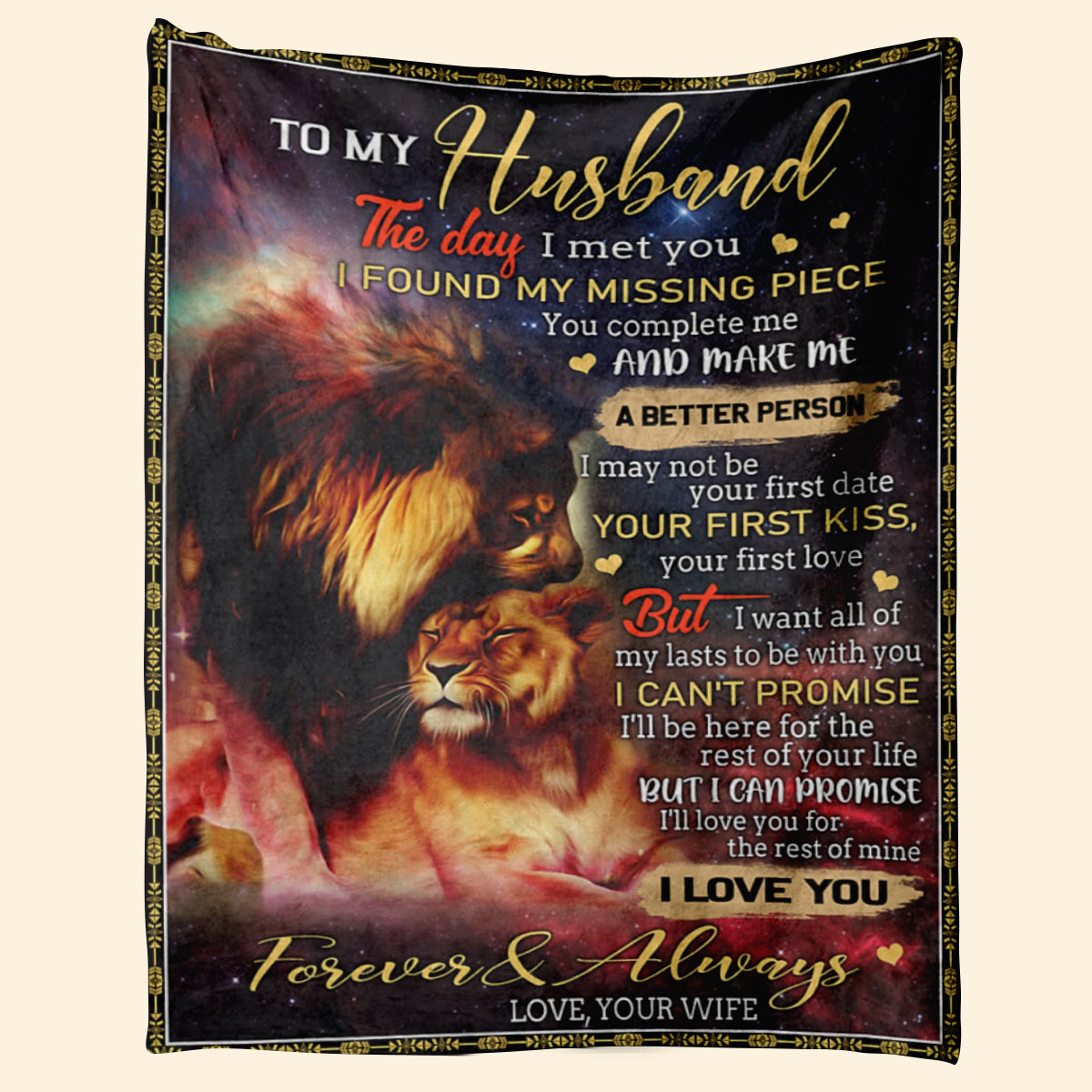 Best Valentine Gift For Husband Blanket The Day I Met You Lion, I Love You From Wife Home Decor Bedding Couch Sofa Soft And Comfy Cozy 1673938563219.jpg