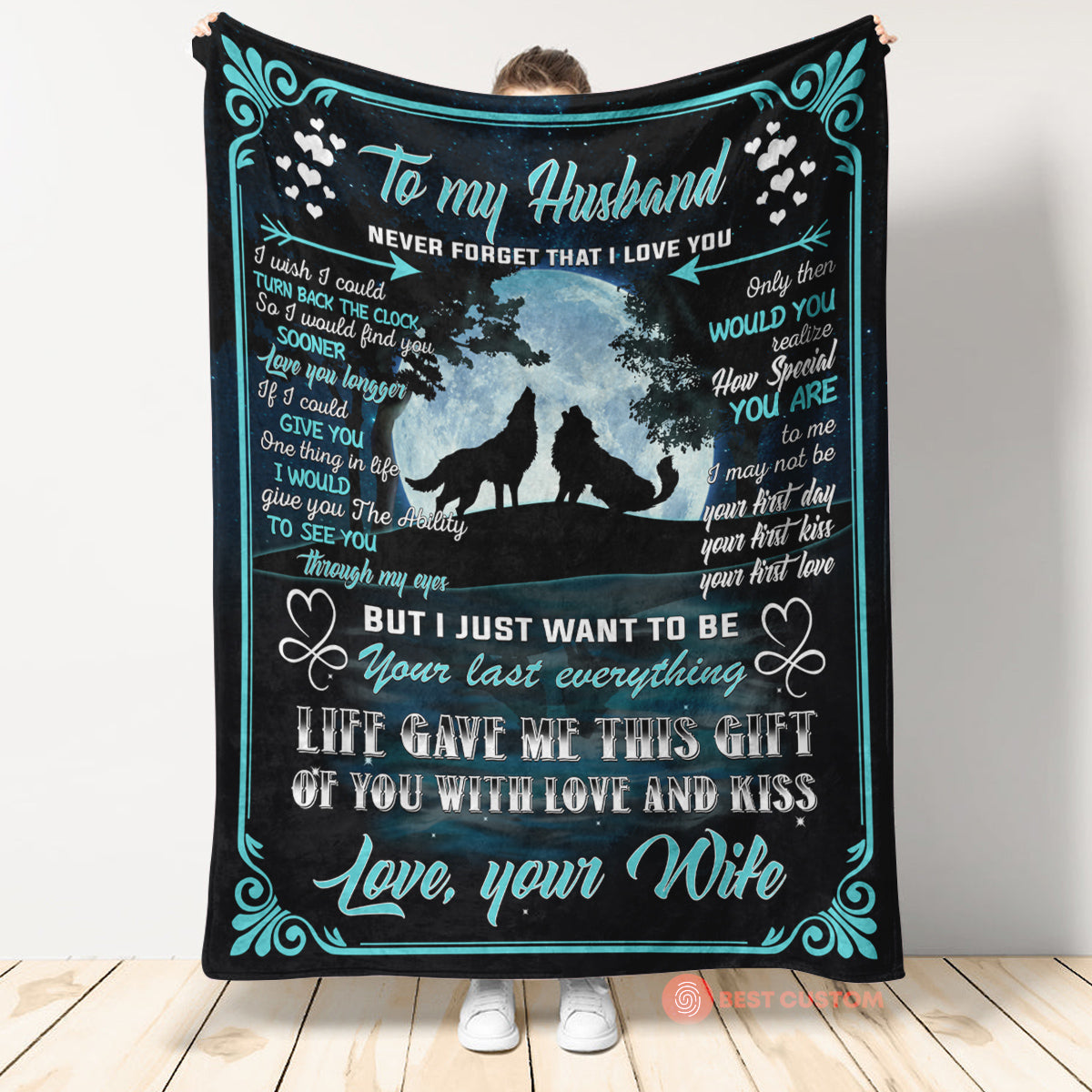 Best Valentine Gift For Husband, Never Forget That I Love You Wolves Silhouette Premium Fleece Blanket Gift For Husband From Wife Home Decor Bedding Couch Sofa Soft And Comfy Cozy 1673945104405.jpg