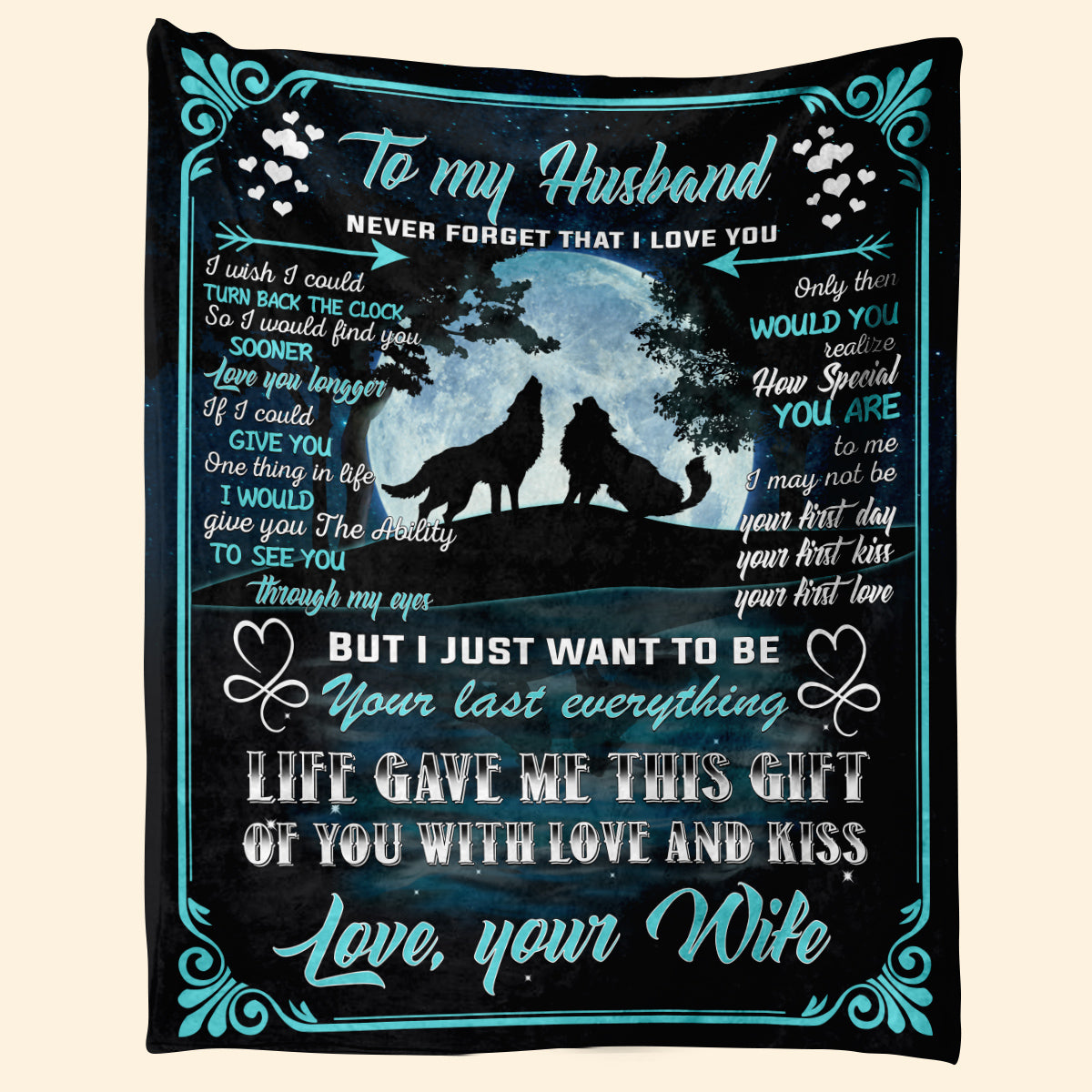 Best Valentine Gift For Husband, Never Forget That I Love You Wolves Silhouette Premium Fleece Blanket Gift For Husband From Wife Home Decor Bedding Couch Sofa Soft And Comfy Cozy 1673945104482.jpg