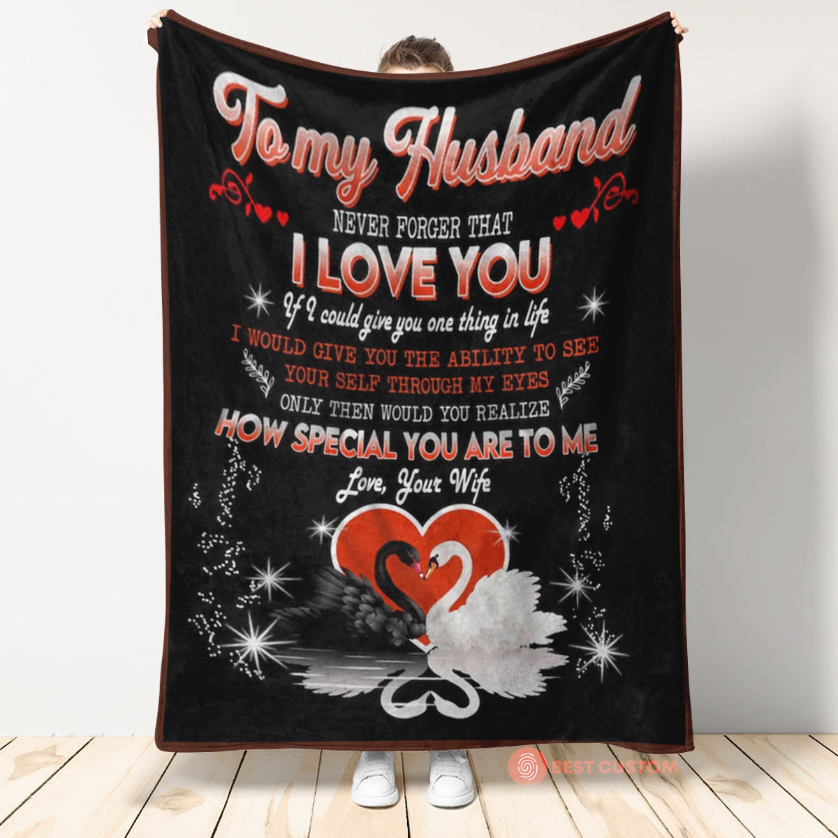 Best Valentine Gift For Husband, Never Forget That I Love You Blanket, Swan Couple Blanket, Husband Blanket, Gift For Husband, Birthday Special,family Home Decor Bedding Couch Sofa Soft And Comfy Cozy 1673945189763.jpg