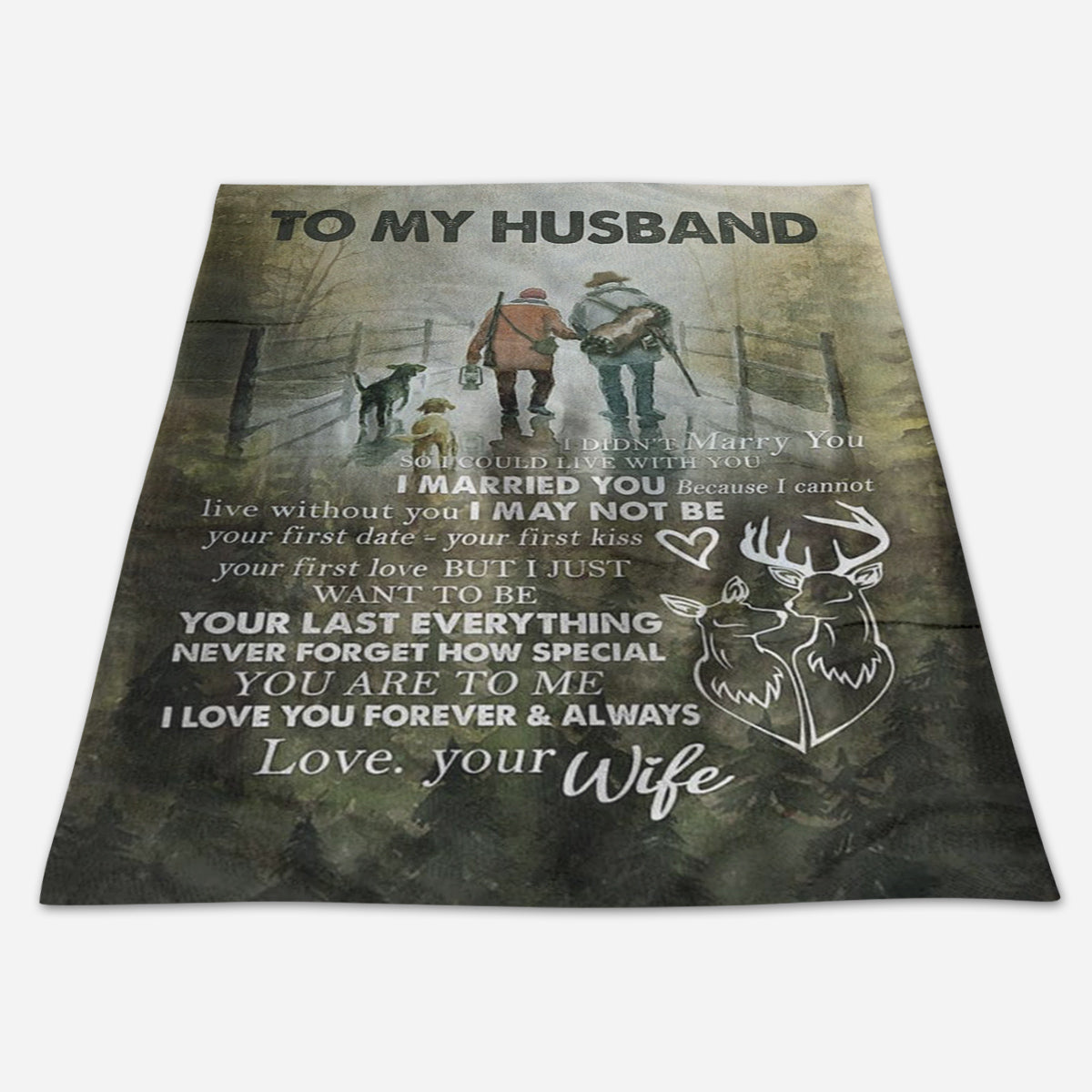 Best Valentine Gift For Husband, I Love You Forever And Always Love Your Wife Deer Hunting Blanket, Gift For Husband Deer Hunting Couple Gift Home Decor Bedding Couch Sofa Soft And Comfy Cozy 1674025994546.jpg