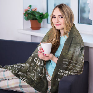 Best Valentine Gift For Husband, I Love You Forever And Always Love Your Wife Deer Hunting Blanket, Gift For Husband Deer Hunting Couple Gift Home Decor Bedding Couch Sofa Soft And Comfy Cozy 1674025996263.jpg