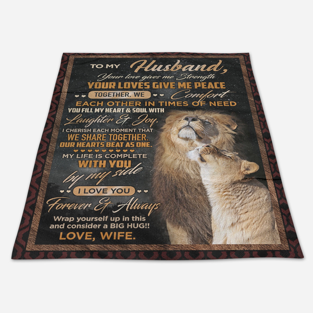 Best Valentine Gift For Husband - Lion Fleece Blanket Your Love Gives Me Strength Gift For Husband For Wife Couple Birthday Gift Valentine's Day Gift Bedding Couch Sofa Soft And Comfy Cozy 1674026197214.jpg