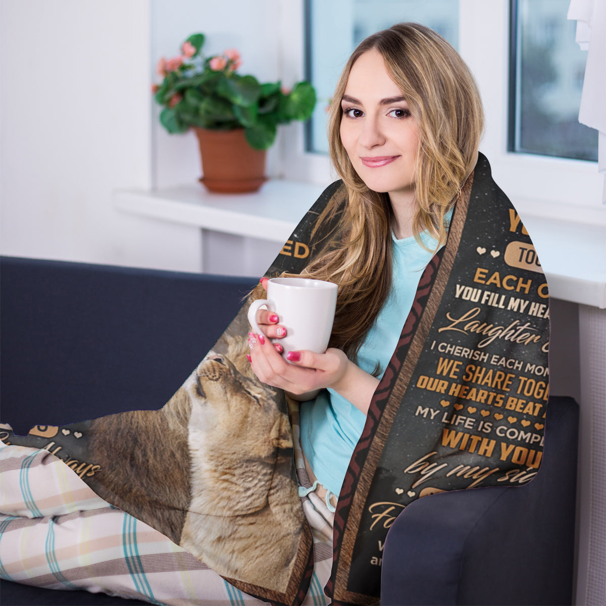 Best Valentine Gift For Husband - Lion Fleece Blanket Your Love Gives Me Strength Gift For Husband For Wife Couple Birthday Gift Valentine's Day Gift Bedding Couch Sofa Soft And Comfy Cozy 1674026197286.jpg