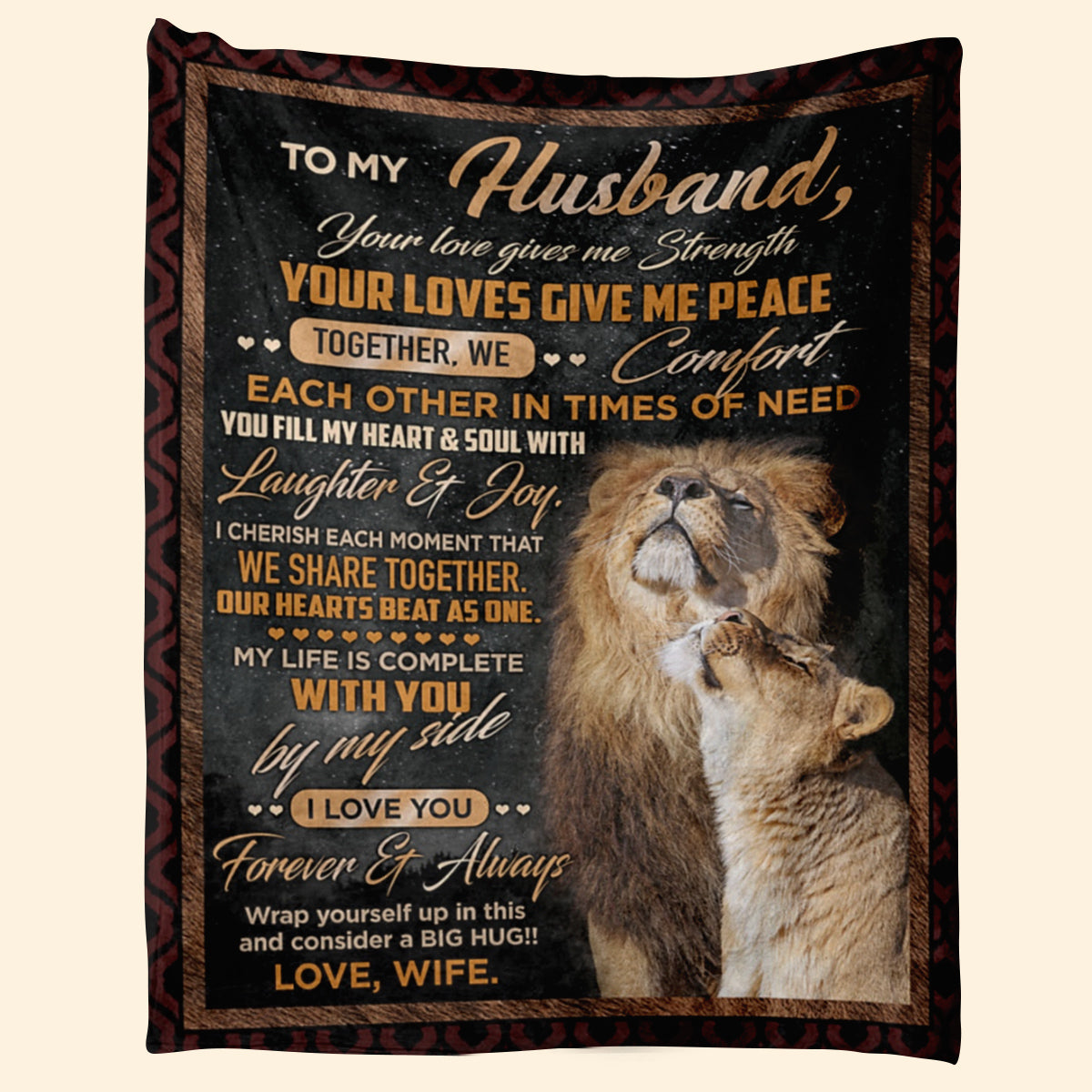 Best Valentine Gift For Husband - Lion Fleece Blanket Your Love Gives Me Strength Gift For Husband For Wife Couple Birthday Gift Valentine's Day Gift Bedding Couch Sofa Soft And Comfy Cozy 1674026197463.jpg