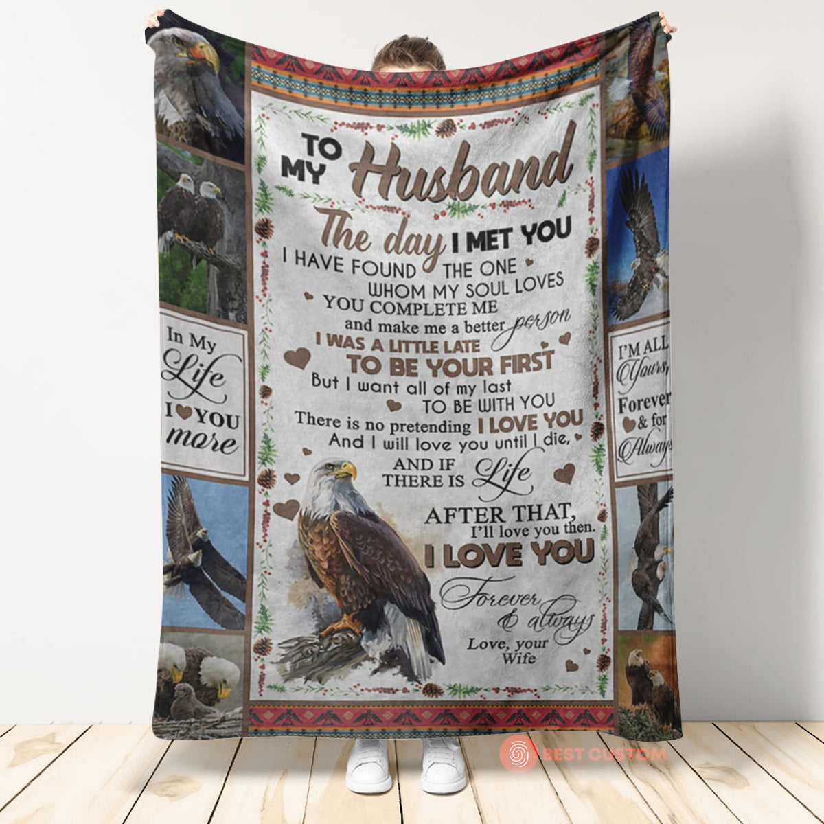 My Husband Eagle Couple You Complete Me Gift From Wife Fleece Blanket - Quilt Blanket 1674028154607.jpg