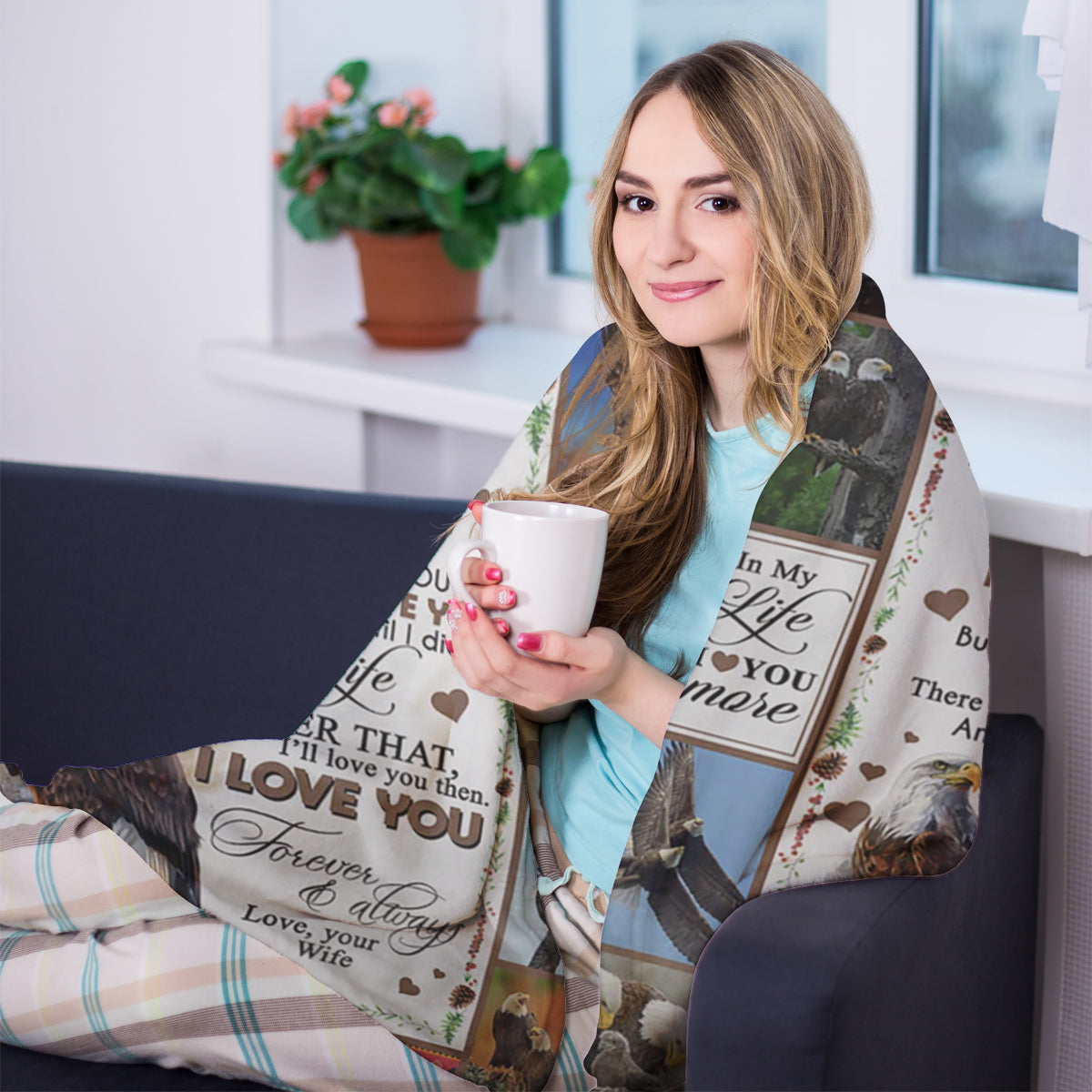 My Husband Eagle Couple You Complete Me Gift From Wife Fleece Blanket - Quilt Blanket 1674028154635.jpg