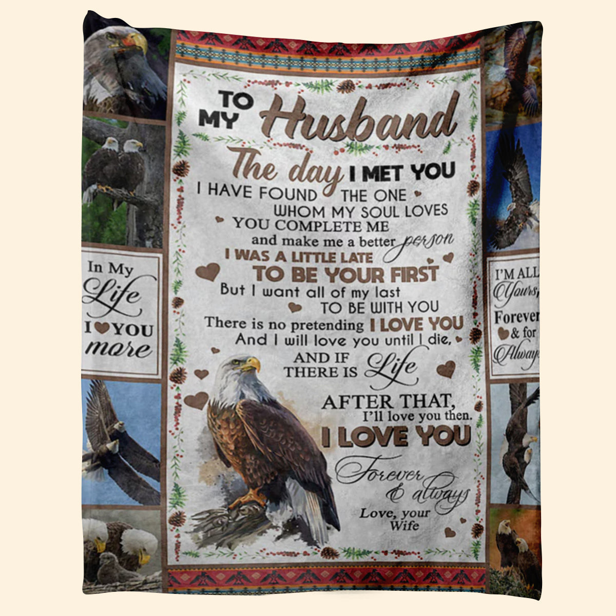 My Husband Eagle Couple You Complete Me Gift From Wife Fleece Blanket - Quilt Blanket 1674028154897.jpg