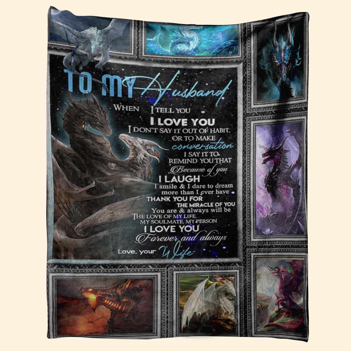 My Husband Dragon Couple The Miracle Of You Gift From Wife Fleece Blanket - Quilt Blanket 1674028344712.jpg