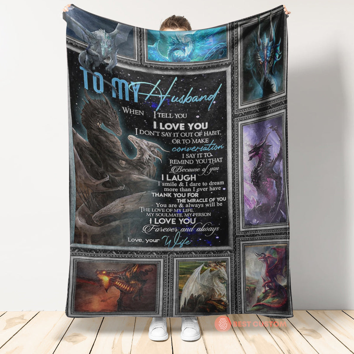 My Husband Dragon Couple The Miracle Of You Gift From Wife Fleece Blanket - Quilt Blanket 1674028344815.jpg