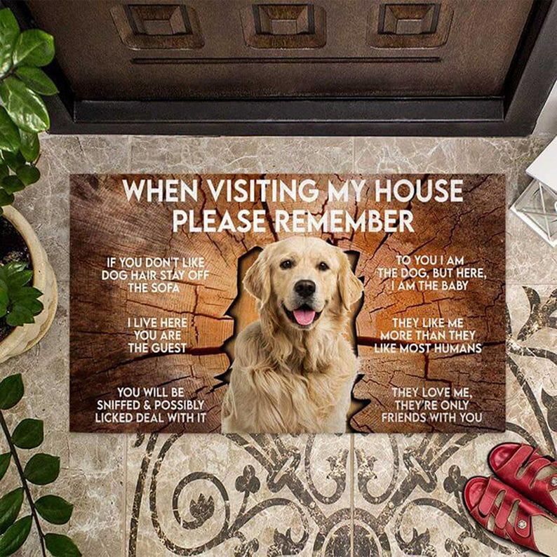 When Visiting My House, Outdoor Pet Dog Door Mat with Many Custom Dog  Breeds