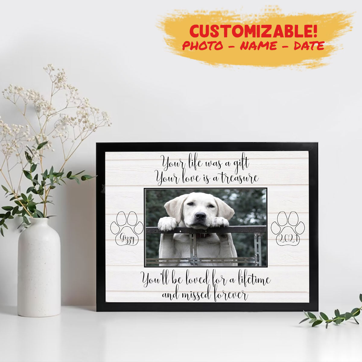 Dog In Heaven Picture Frame - Your Life Were A Gift - Puppy Memorial Gift 1678872244217.jpg