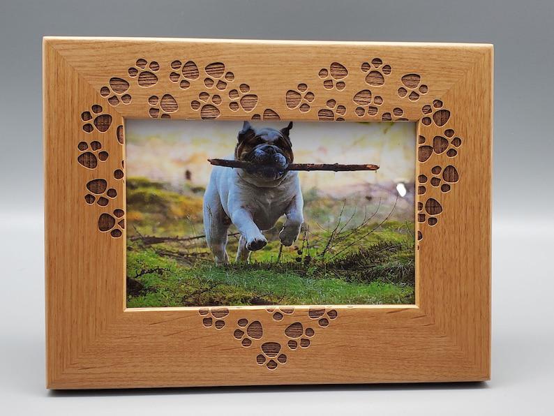 Wooden Picture Frame For A Pet Lover, Paw Prints, Heart 1678874616072.jpg