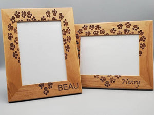 Wooden Picture Frame For A Pet Lover, Paw Prints, Heart 1678874618809.jpg