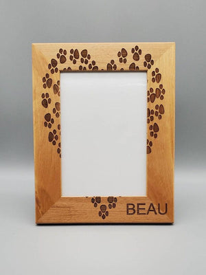 Wooden Picture Frame For A Pet Lover, Paw Prints, Heart 1678874623147.jpg