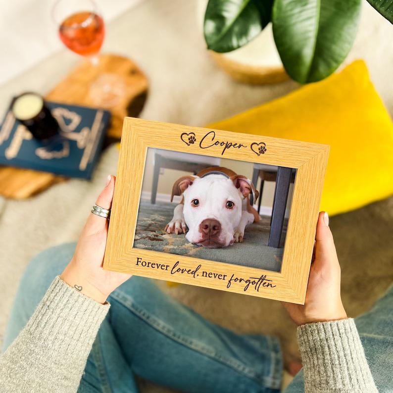 Dog Memorial Photo Frame, Personalised Pet Picture Frame, Cat Memorial Gifts, Dog Memorial Keepsake For Gift, Engraved Pet Loss Pet Memorial 1678874651996.jpg