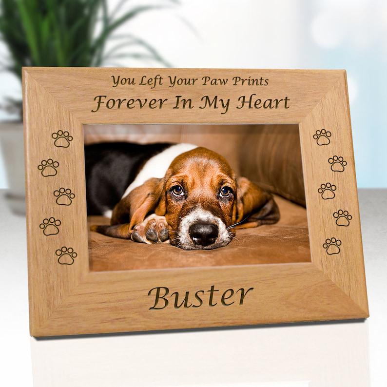 Dog Memorial Frame Personalized With Name - Choice Of In My Heart Or In Our Hearts - Free Gift Box & Sympathy Card 1678874711718.jpg
