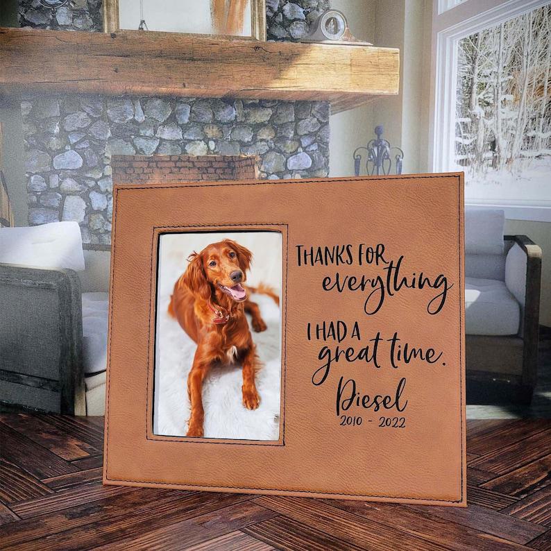 Pet Memorial Engraved Picture Frame | Thanks For Everything | Pet Memorial Gift | Custom Leatherette Frame | Pet Lover Gift | Pet Loss Frame 1678874729171.jpg