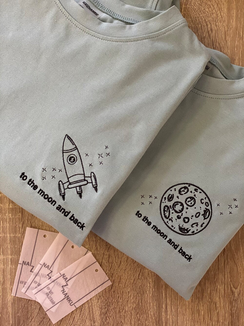 Couple Blue Embroidered Space Rocket And Moon T-shirts Hoodies Aesthetic Crewneck Sweatshirts Anniversary Birthday Gift For Her And Him 1691573659506.jpg