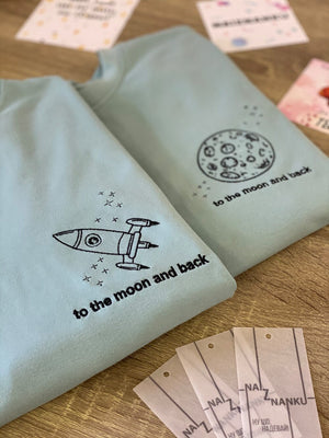 Couple Blue Embroidered Space Rocket And Moon T-shirts Hoodies Aesthetic Crewneck Sweatshirts Anniversary Birthday Gift For Her And Him 1691573659566.jpg