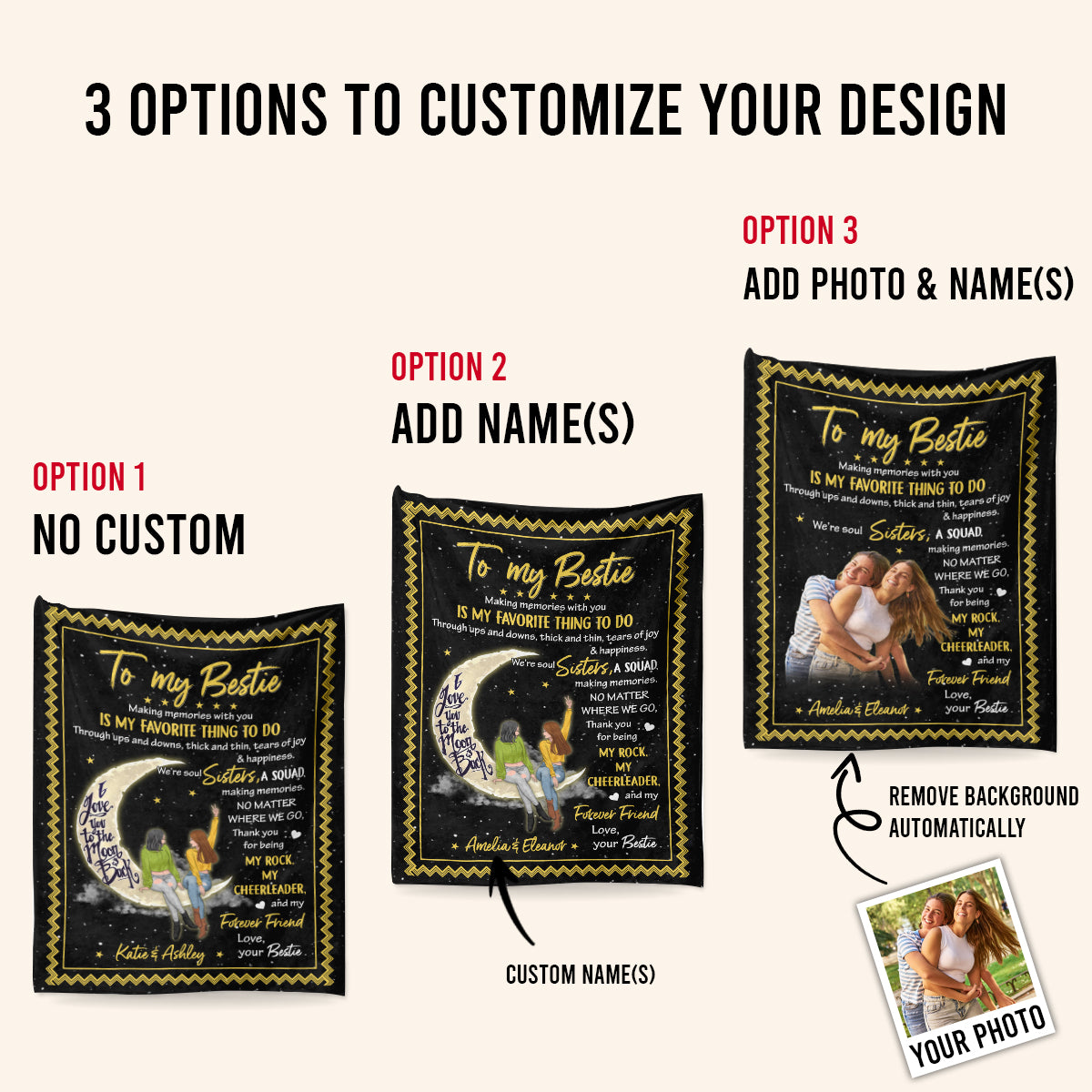 To My Besties Sitting Girl - Personalized Blanket - Gift For Besties, Sister 1692154513367.jpg