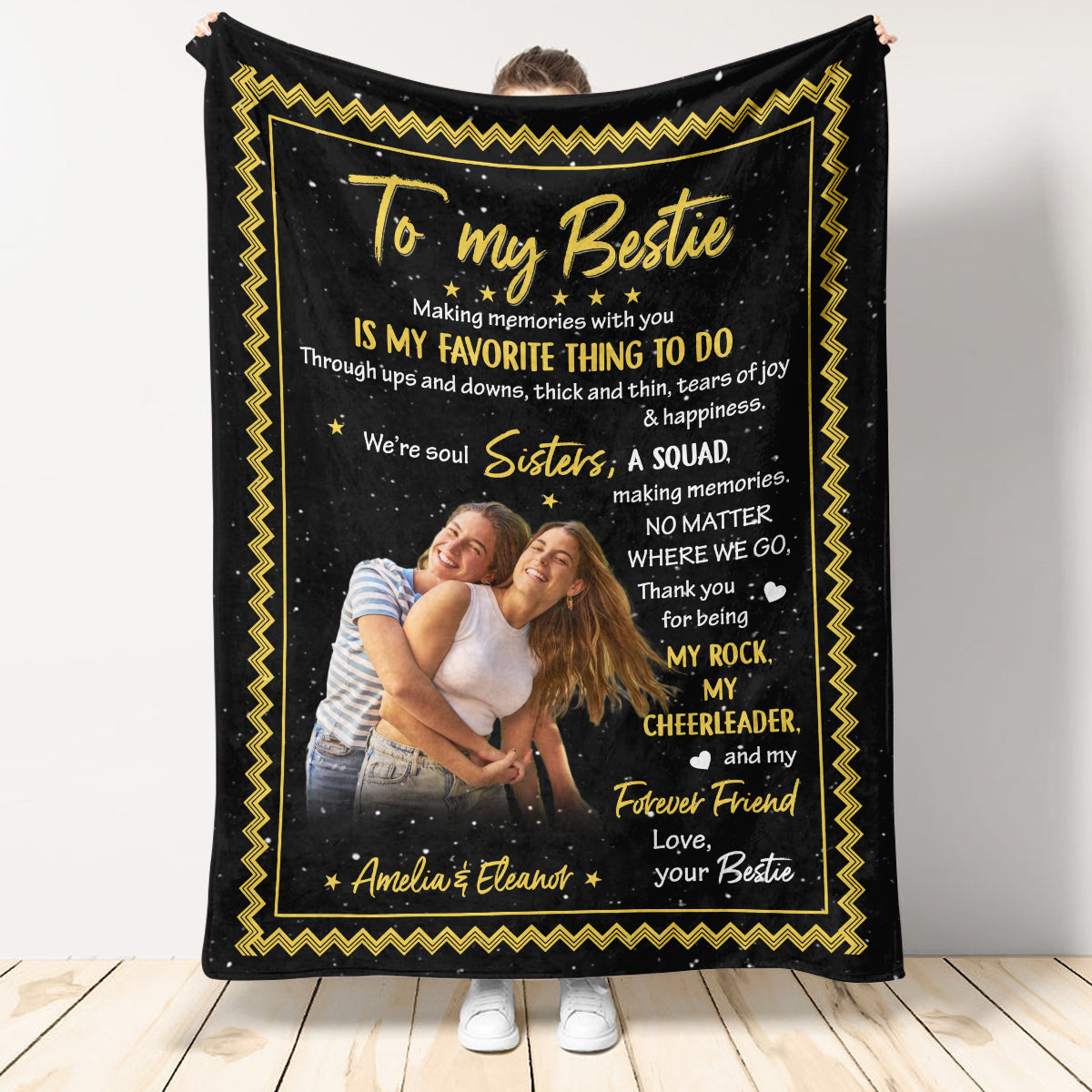 To My Besties Sitting Girl - Personalized Blanket - Gift For Besties, Sister 1692154513442.jpg