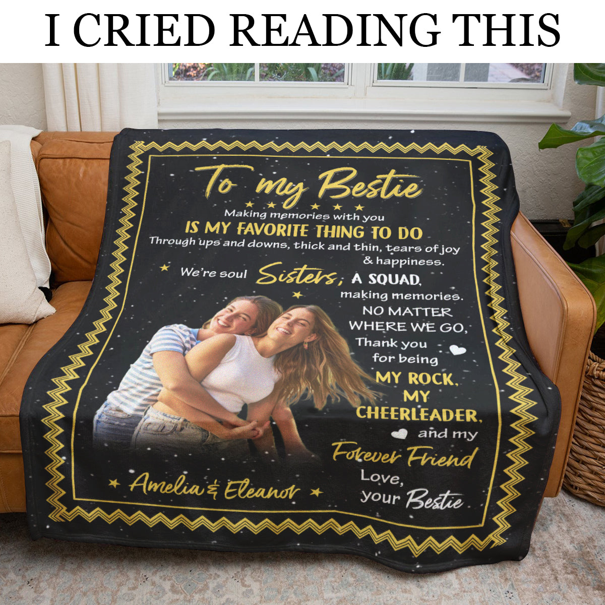 To My Besties Sitting Girl - Personalized Blanket - Gift For Besties, Sister 1692154514459.jpg