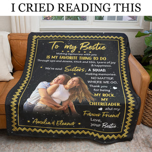 To My Besties Sitting Girl - Personalized Blanket - Gift For Besties, Sister 1692154514459.jpg