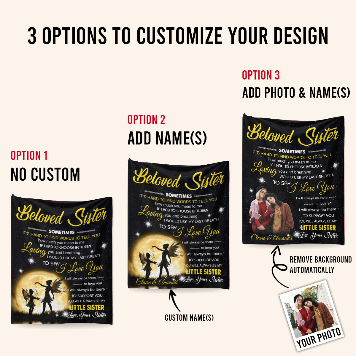 To My Beloved Sister I Will Always Be There To Love You Angels - Personalized Balnket - Gift For Sister 1692346120565.jpg