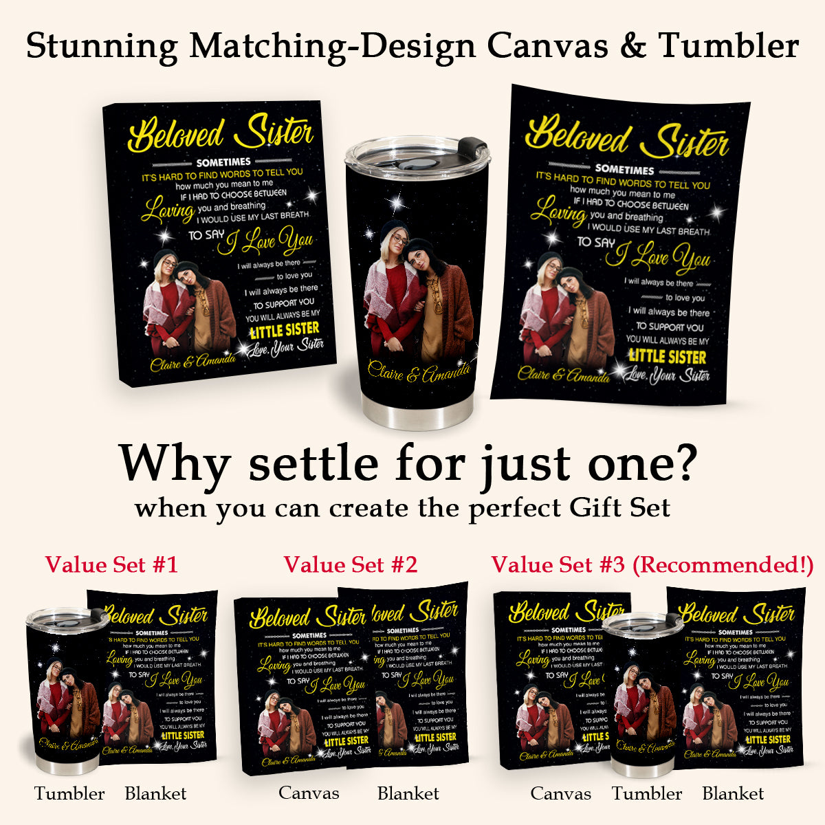 To My Beloved Sister I Will Always Be There To Love You Angels - Personalized Balnket - Gift For Sister 1692346120831.jpg