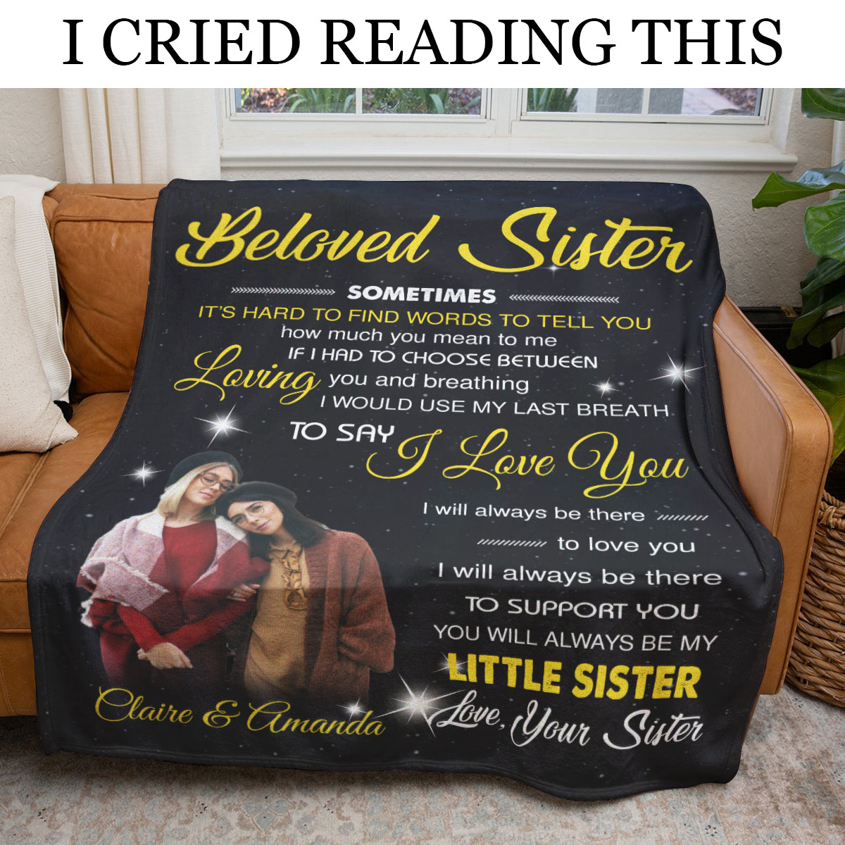 To My Beloved Sister I Will Always Be There To Love You Angels - Personalized Balnket - Gift For Sister 1692346120934.jpg