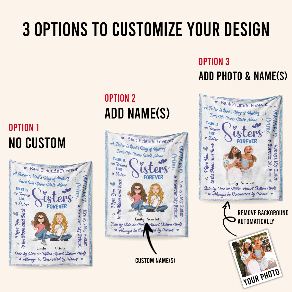 Sisters Forever - Personalized Blanket - Gift For Sister 1692410285236.jpg