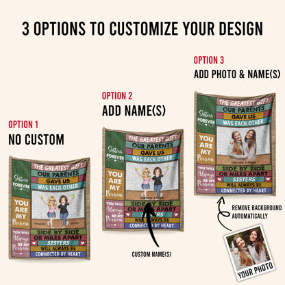 Side By Side Or Miles Apart Sisters And Brothers - Personalized Blanket - Gift For Sister 1692582534171.jpg