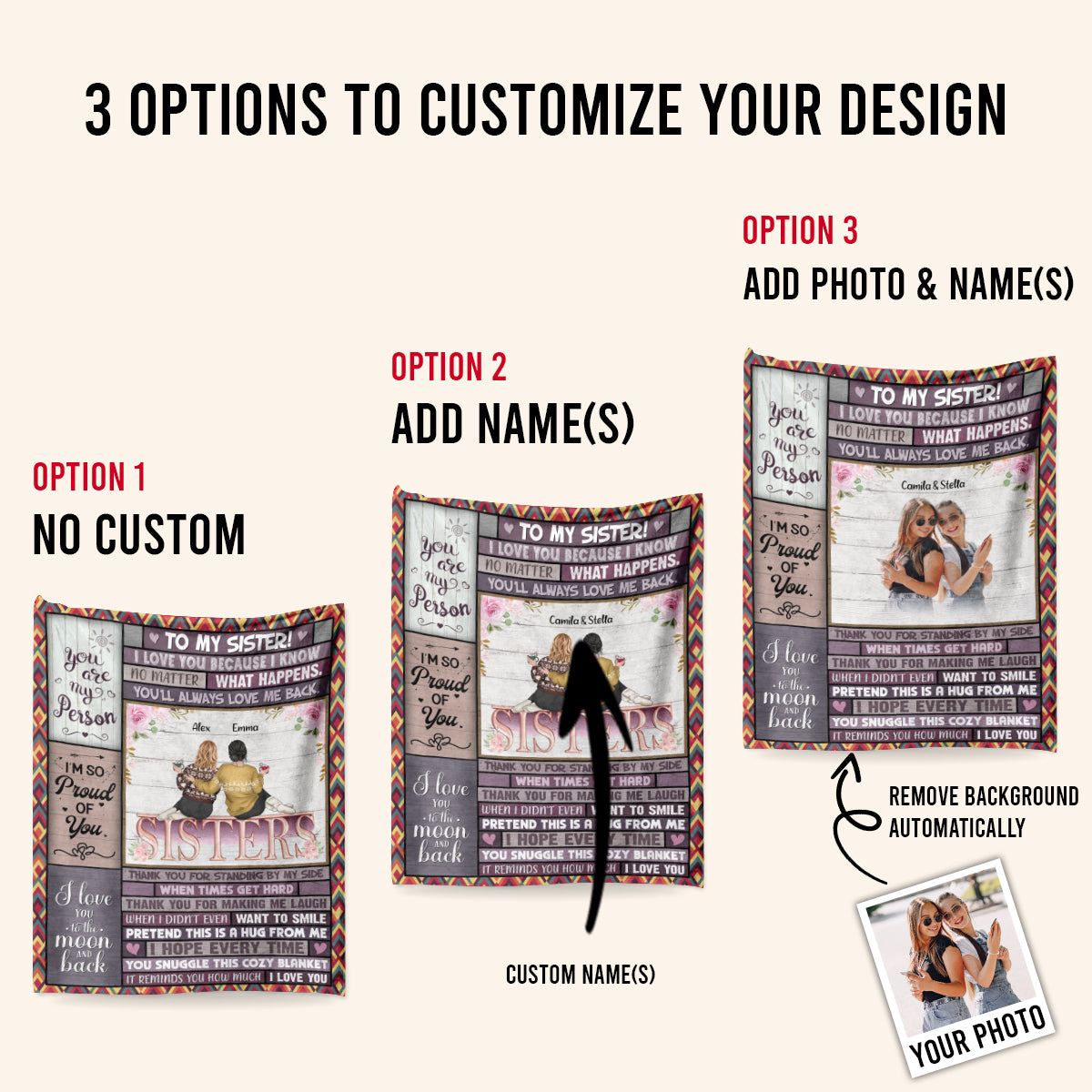 Pretend This Is A Hug From Me - Personalized Blanket - Gift For Sister 1692670505874.jpg