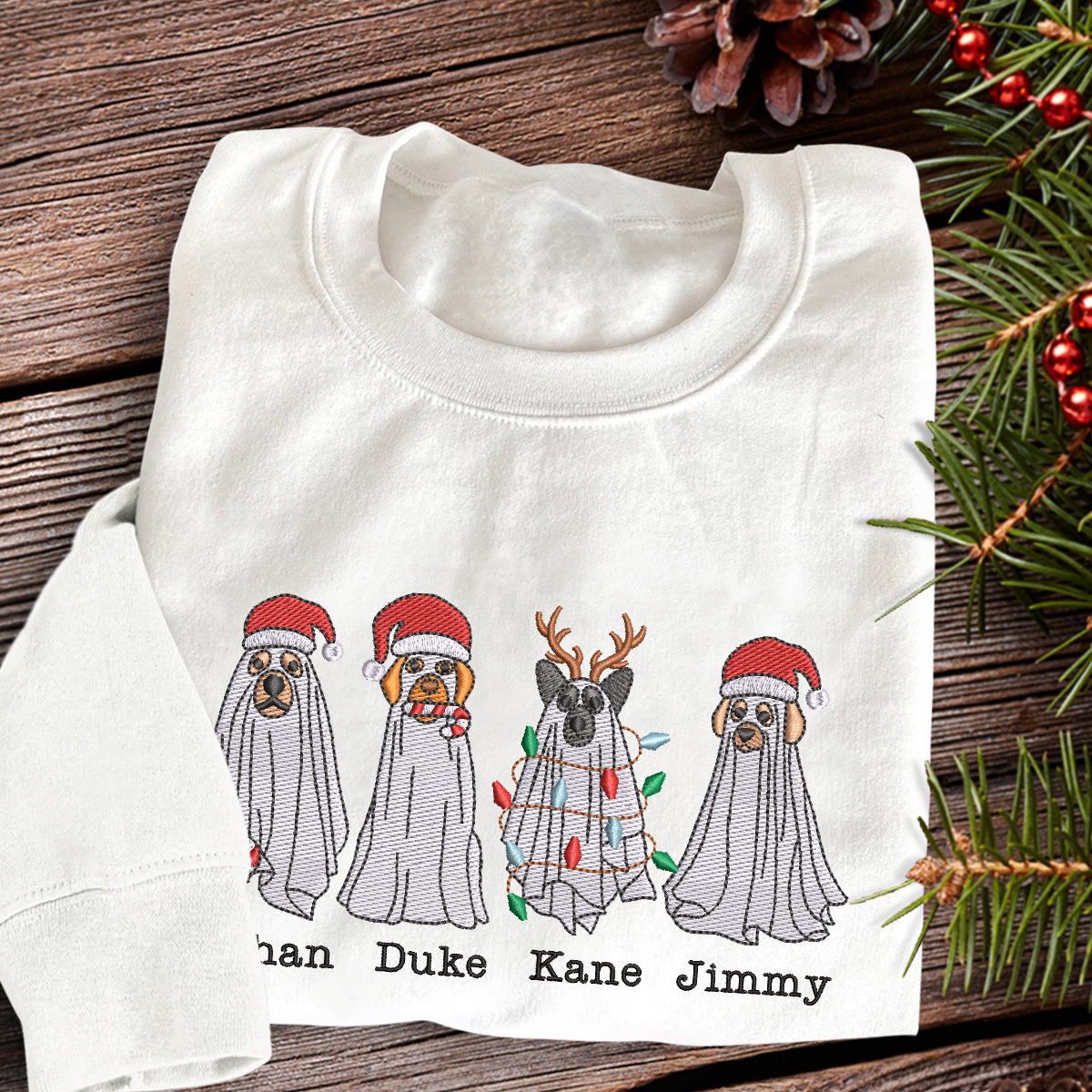Dog Ghost Christmas Season   Embroidered Apparel   Christmas Gift 1695782877899.jpg