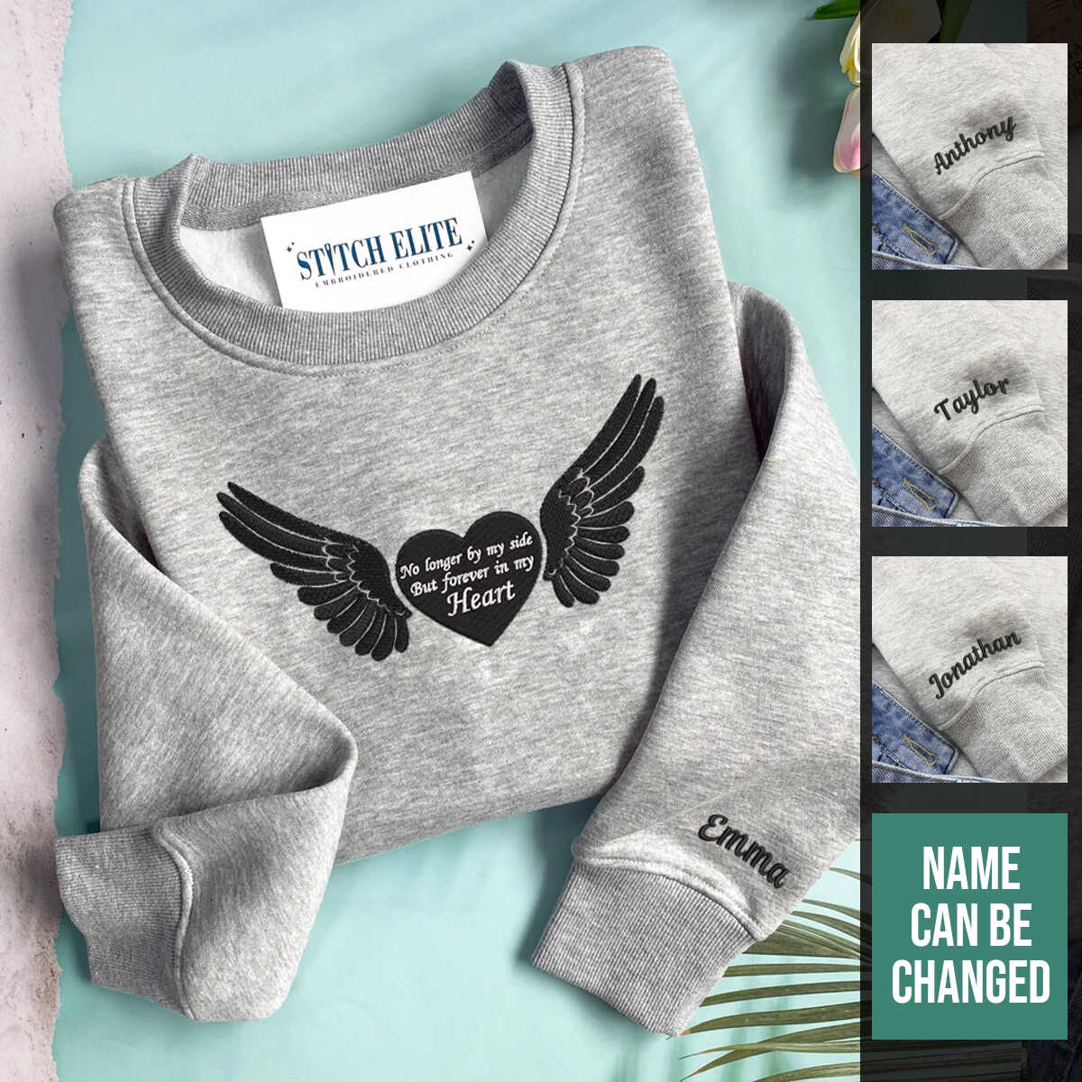 embroidered no longer by my side but forever in my heart custom embroidery memorial shirt with name 1697172948791.jpg